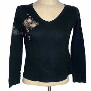 Harley Davidson Black Floral Graphic Long Sleeve Tee